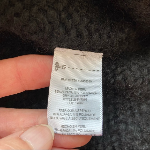 Current/Elliott Black Alpaca Blend The Long Slash Open Front Cardigan, Sz 2/M - Picture 15 of 15